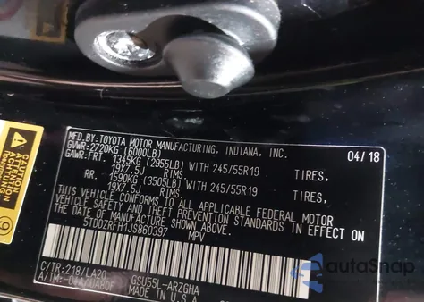 2018 Toyota Highlander Limited from USA, damaged, VIN 5TDDZRFH1JS860397